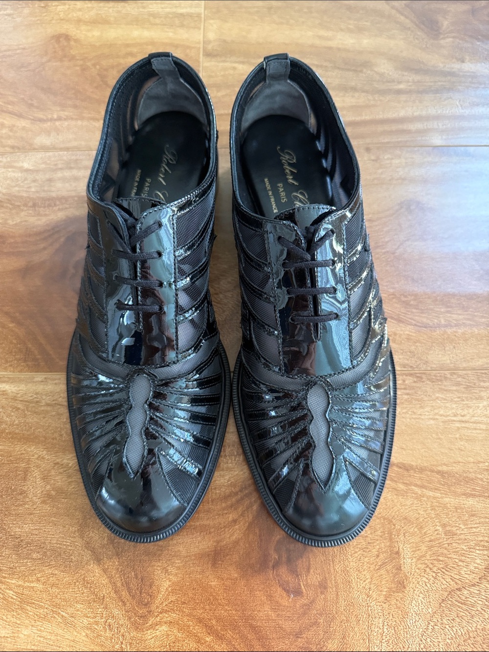 Robert Clergerie Black Patent/ cutouts oxfords